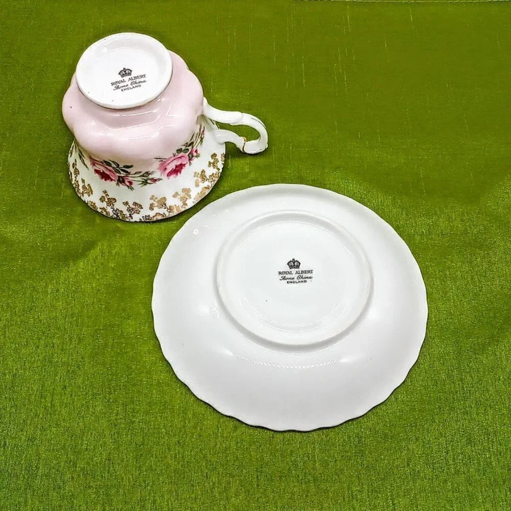 Vintage Royal Albert Bridesmaid Roses Pink Bone China Cup Saucer